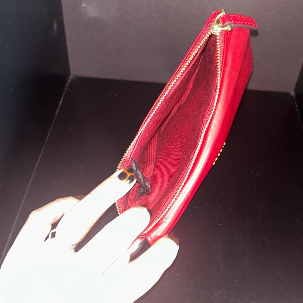 Fossil Red Leather Wallet Sleek Minimalist Design - Picture 4 of 4